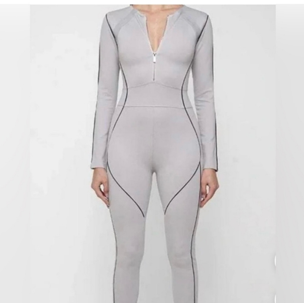 NWT Manière De Voir Gray Body Contour Jumpsuit Size UK 10